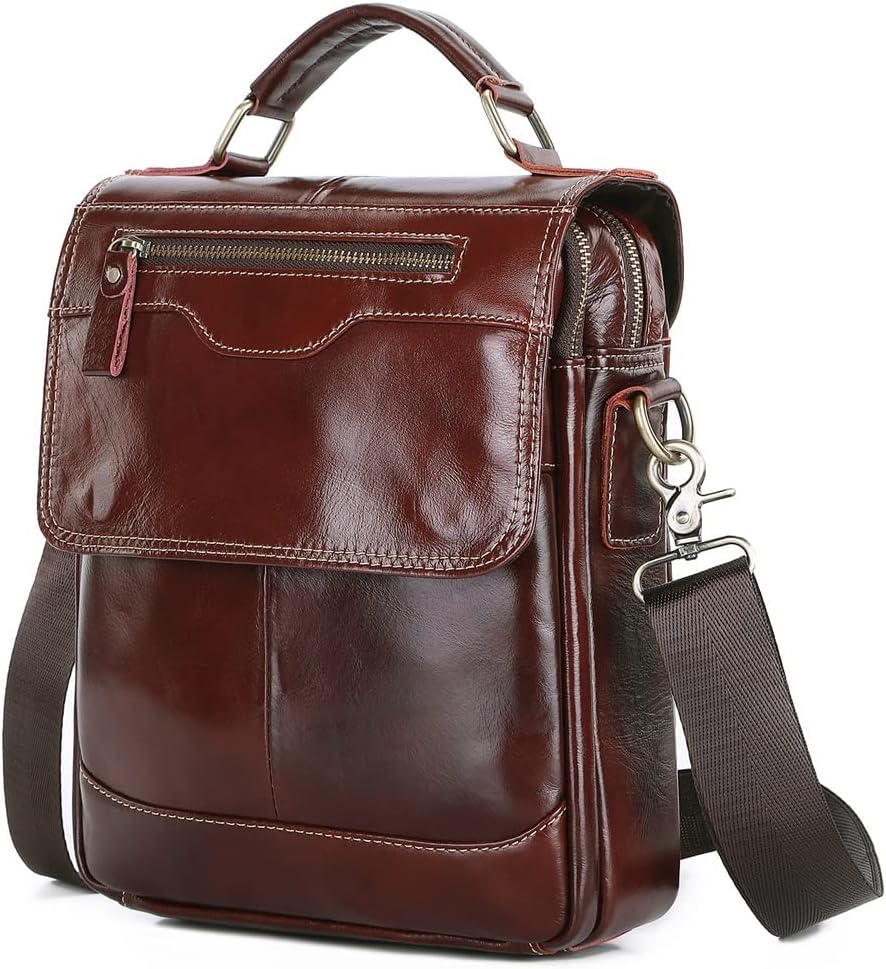 Leather Men's Portable Baotou Layer Leather Leisure Office Briefcase Men's Shoulder Crossbody Bag