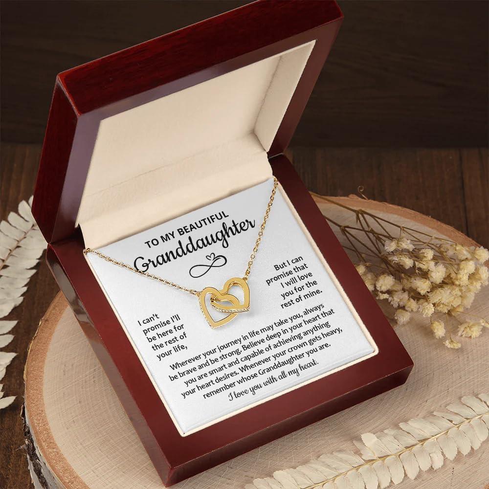 To My Granddaughter Necklace From Grandpa, Heart Melting Necklace For Granddaughter Gifts From Grandma Grandpa Grandparents, Granddaughters Jewelry Necklaces With Message Card And Gift Box