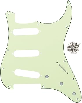 FLEOR 11 Holes ST Style Pickguard SSS Guitar Pickguard Pick Guard Scratchplate with Screws Set,3Ply Mint Green