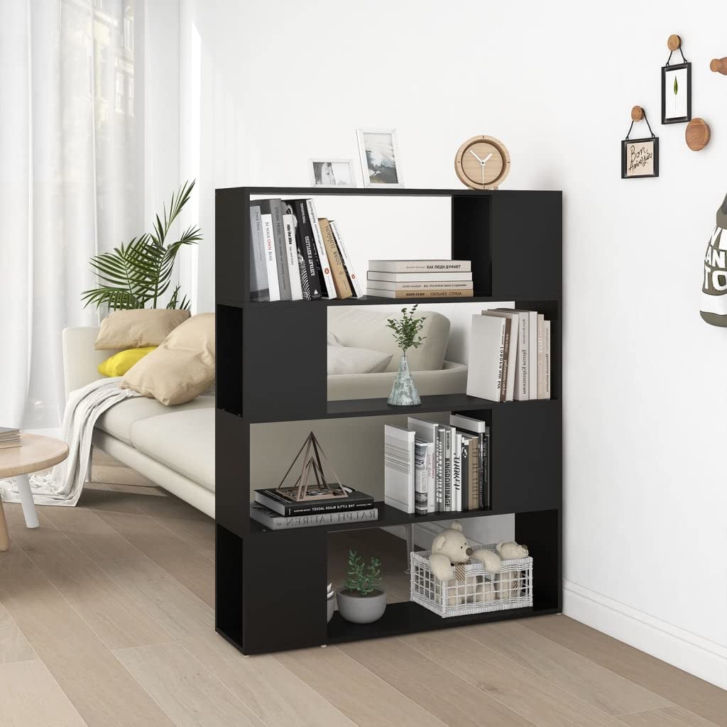 Générique Libreria a 4 scomparti, 100 x 24 x 124 cm, mobile portaoggetti con separatore di stanze, scaffale robusto per libri, DVD e oggetti decorativi