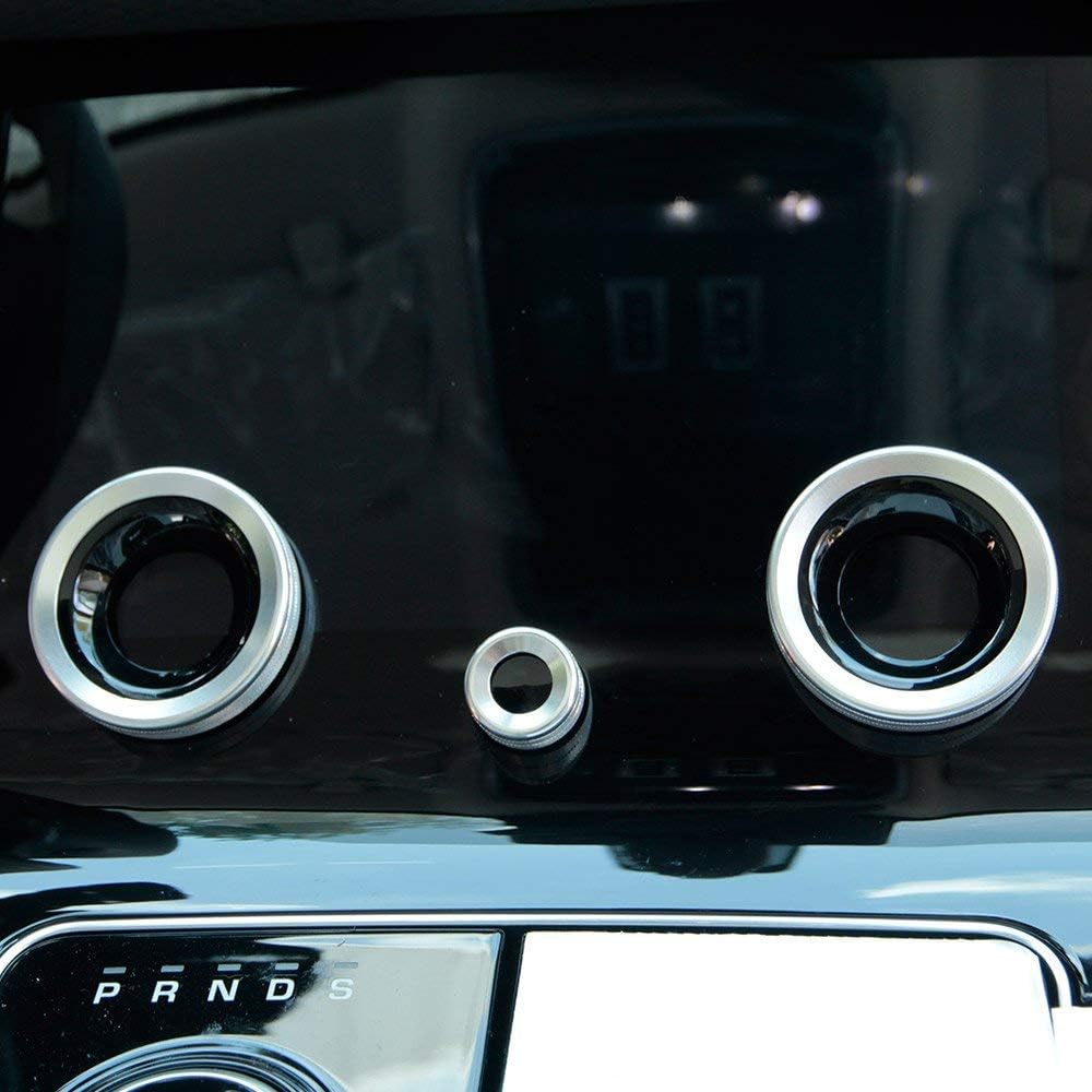 Aluminum Alloy Central Air Conditioning Volume Knobs Ring Trim Cover Car Accessories for Landrover Range Rover Velar 2017 2018 Silver