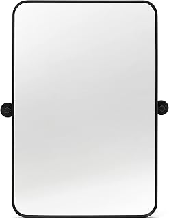 20" x 30'' Pivot Rectangle Bathroom Mirror Tilting Beveled Black Metal Framed Vanity Mirrors for Wall (20" x 30", Matte Black)