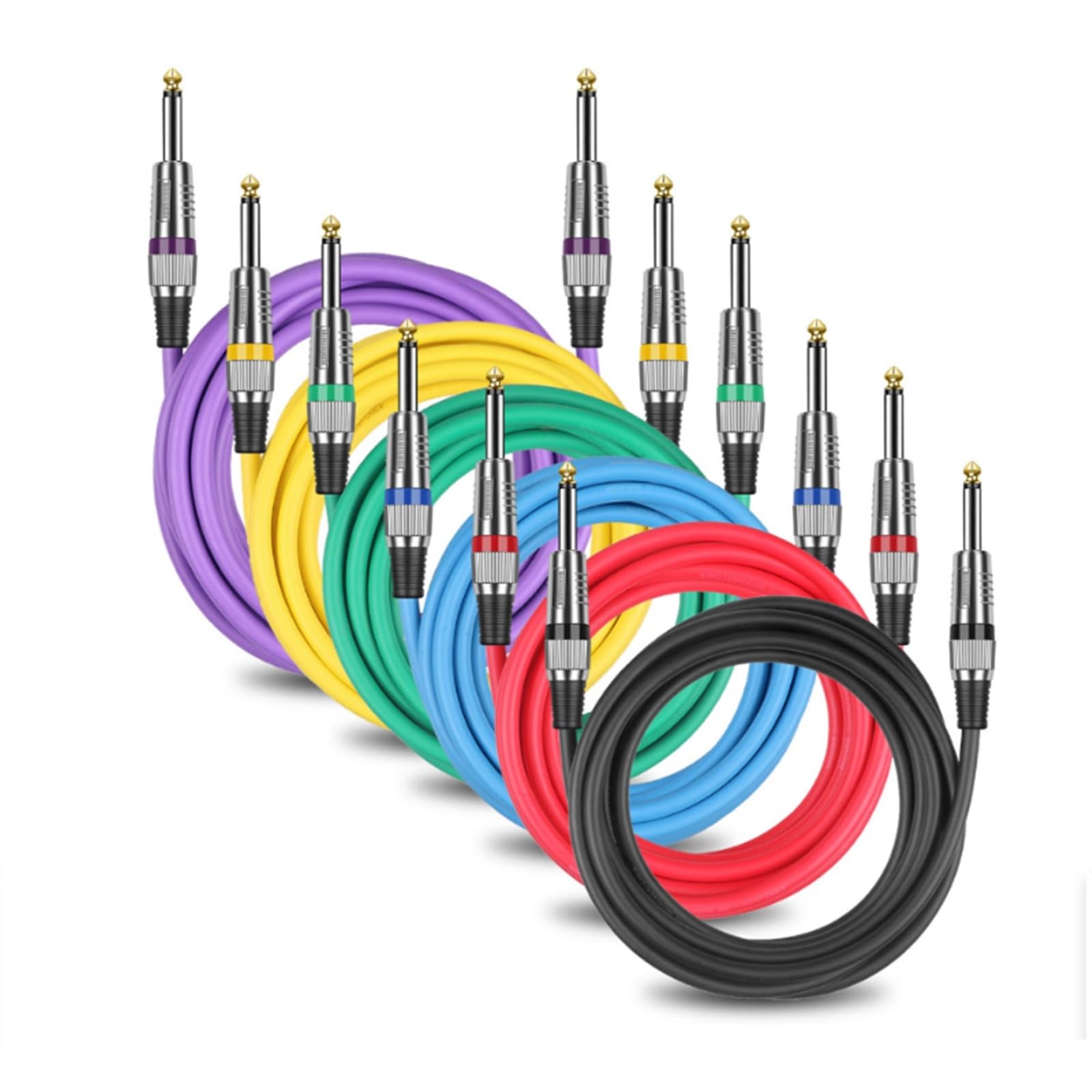 akcesoria do gitary 6.35 Kabel Gitarowy Jack Męski Na Męski 1/4 Cal Kabel Audio Instrumentu 6.5mm Do 6.5mm Pozłacane Kable (Color : A, Size : 1m)