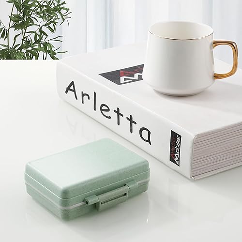 Miniatura 7 de Paquete de 2 pastilleros de viaje con 9 compartimentos, a prueba de humedad, pequeño pastillero para bolsillo, contenedor diario para medicinas y