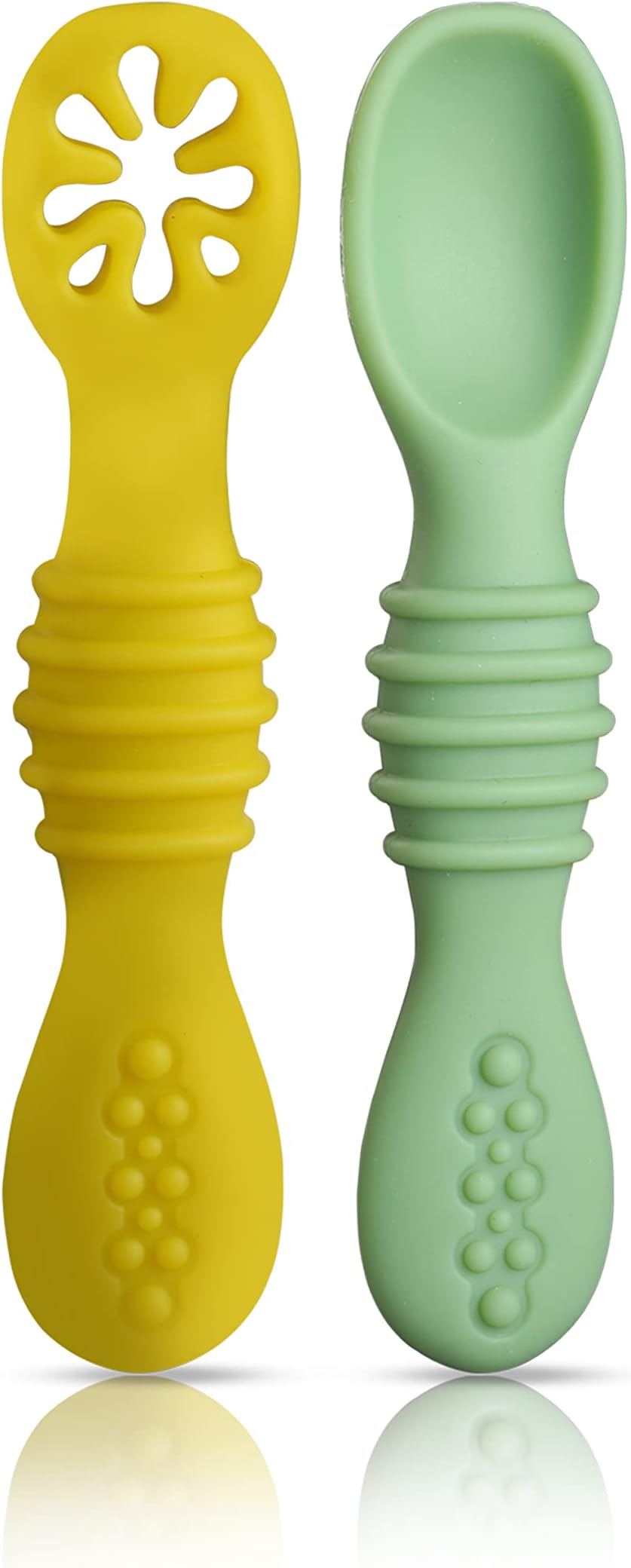 Baby - Led Weaning Silicone Spoons, Set of 2, First Stage Self-Feeding Baby Spoon Cum Training Spoons for Self Feeding, 6 M+, Gum Friendly, BPA Free, 11.4 Centimeter