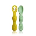 Luvlap Baby - Led Weaning Silicone Spoons, Set of 2, First Stage Self-Feeding Baby Spoon Cum Training Spoons for Self Fe