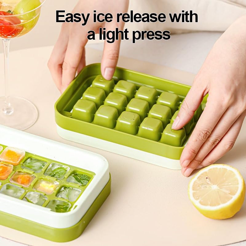 Molde para hielo de 15 cubos con tapa, verde miniatura 3