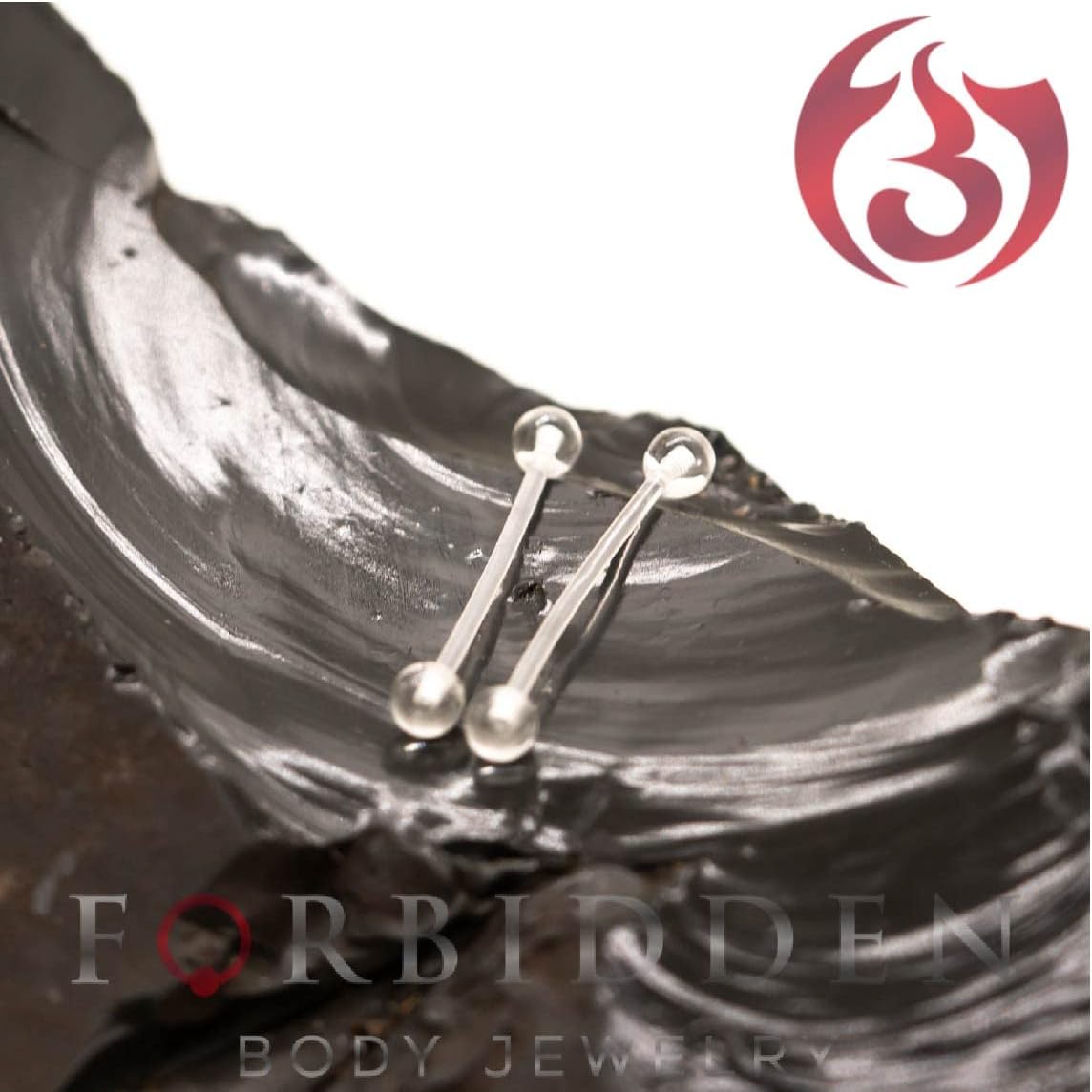 Forbidden Body Jewelry Clear Piercings for Work, 14G-16G Hospital Grade PTFE Flexible Retainers for Pregnancy, MRI, Surgery & More, Sold as Pair