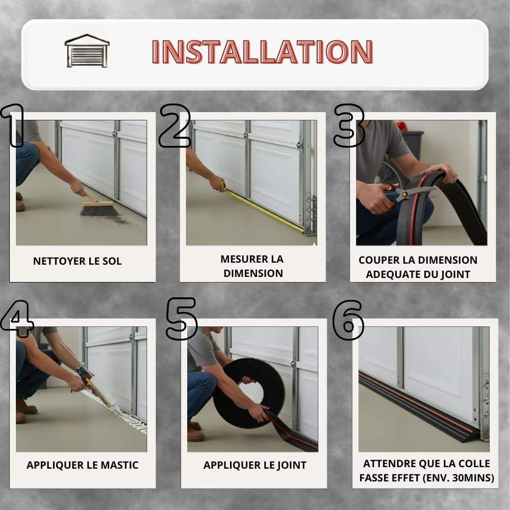 Joint Porte Garage - Isolant Seuil Porte de Garage Basculante & Sectionnelle, Bas de Porte de Garage (Standard 3m*9cm*1.6cm)
