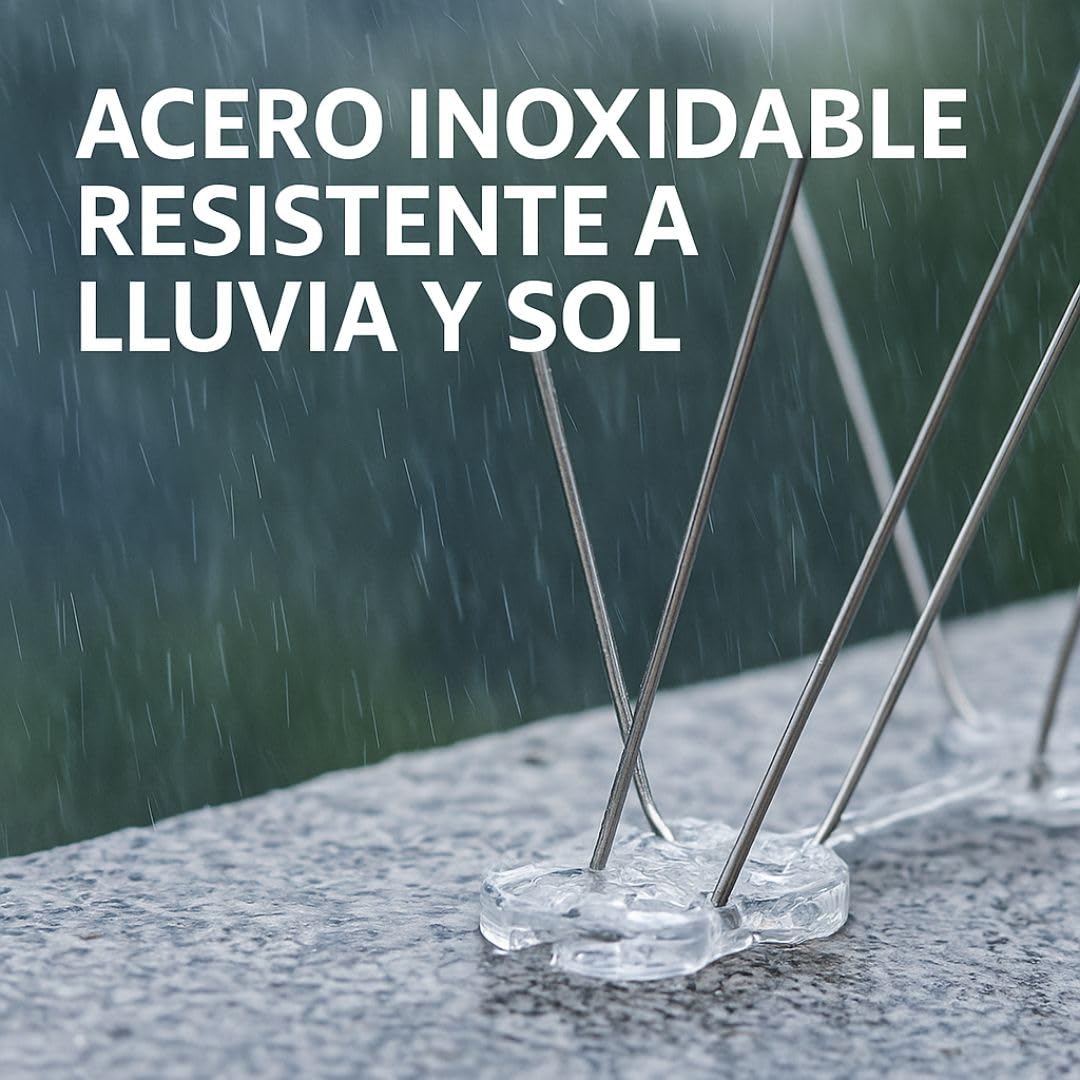 ANTICIMEX 5Metros Pinchos para Palomas de Acero Inoxidable con Cinta Adhesiva Fuerte para Ahuyentar Palomas y Pájaros | Ahuyentador Exterior para Balcones, Ventanas y Terrazas
