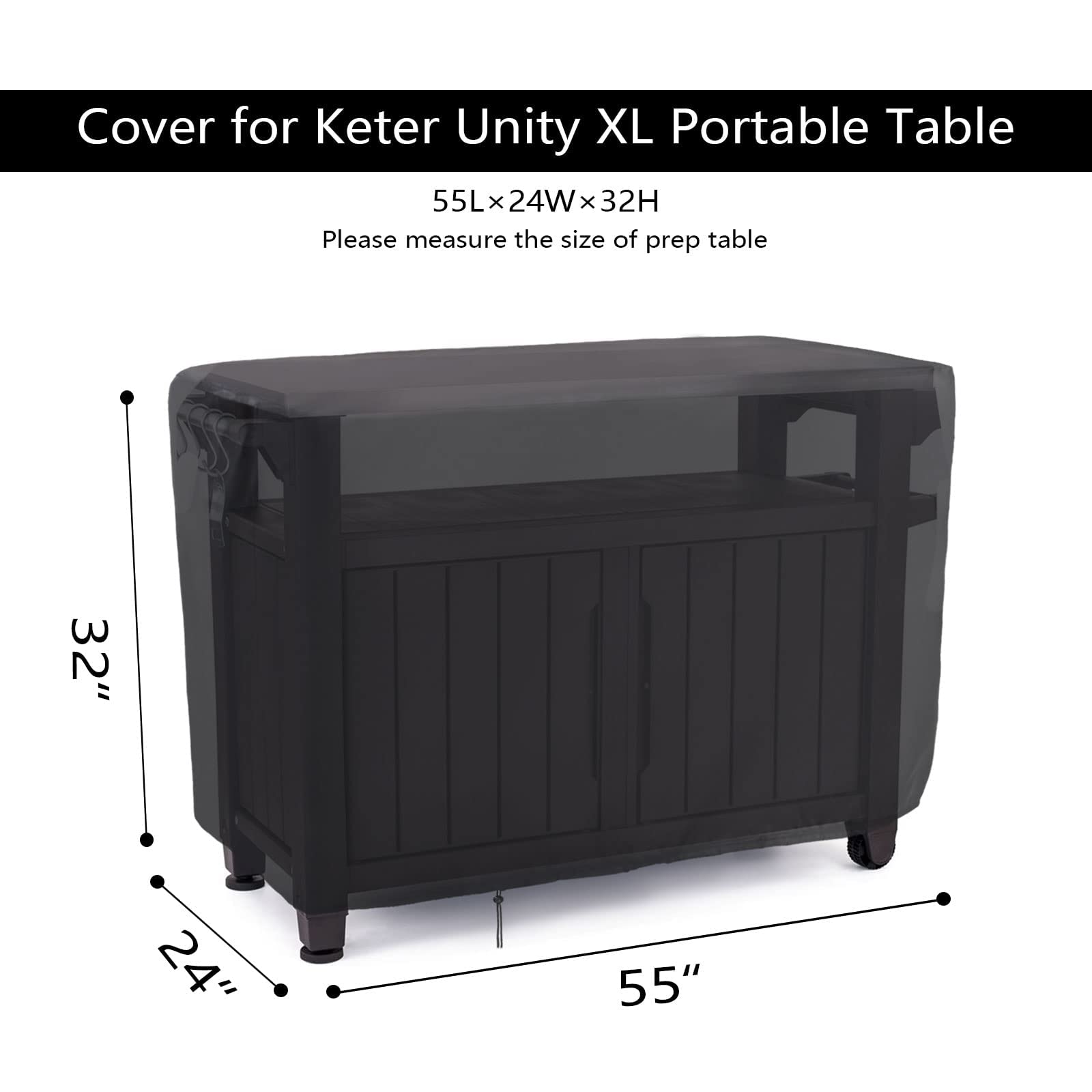 Prep Table Cover for Keter Unity XL 420D 55" Rolling Carts Cover for Stainless Steel Workbenches BBQ Grill Carts,Waterproof - Image 4