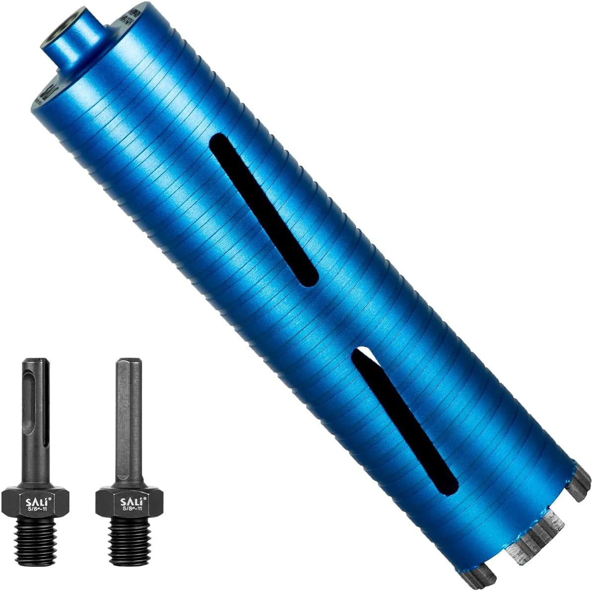 SALI Diamond Core Drill Bits 2 3/4" Diameter 10"/254mm Drilling Depth 5/8-11" Thread Core Bit Turbo Laser-Welded Segments for Cured Concrete with, Brick, Block, Masonry, with Two Adapters