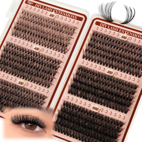 Higu clace Eyelash Clusters 600pcs Lash Clusters 6 Styles Mixed 10-18MM, Wispy Cluster Eyelash Extensions, Easy to Use, Can DIY at Home (30D+40D+50D+60D+80D+100D)