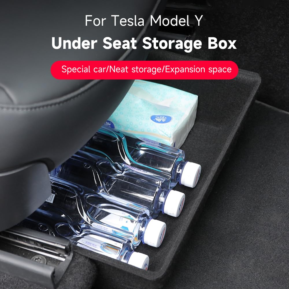 Caja organizadora de asiento para Tesla Model Y, Mayor espacio de almacenaje, No afecta asientos ni espacio, Material de fieltro, Igual que el interior, Para Tesla Model Y 2021-2023 (Con Tapa)