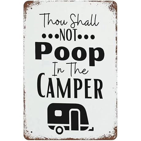 Thou Shall Not Poop in The Camper Funny Novelty Metal Sign Retro...