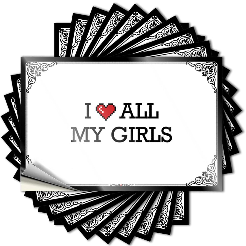 Fzfn Girls Colour Decals Water Mini I Love All My For Absorbing - Indie Easy Peel Removable(6X9cm)