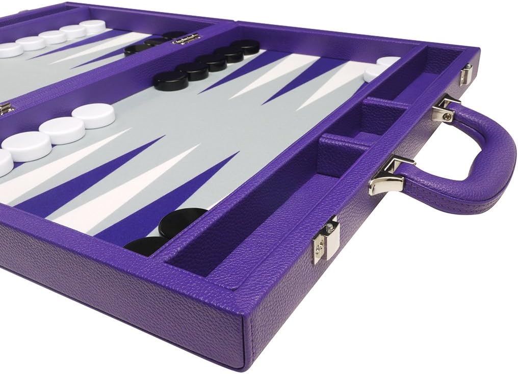 16-inch Premium Backgammon Set - Medium Size - Purple Board