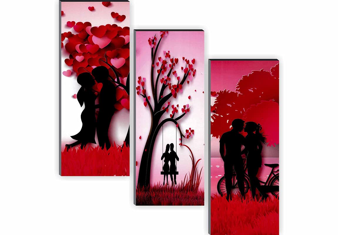 SAF paintings Set of 3 Couple Valentine Day 6MM MDF UV Textured