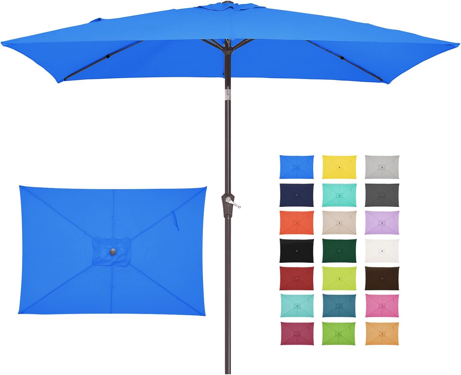 JEAREY 6.5x10 ft Rectangular Patio Umbrellas Outdoor Market Umbrella with Push Button Tilt and Crank, Rectangle Table Umbrella 6 Sturdy Ribs UV Protection for Pool Garden Backyard Deck, Royal Blue 6.5x10FT Royal Blue