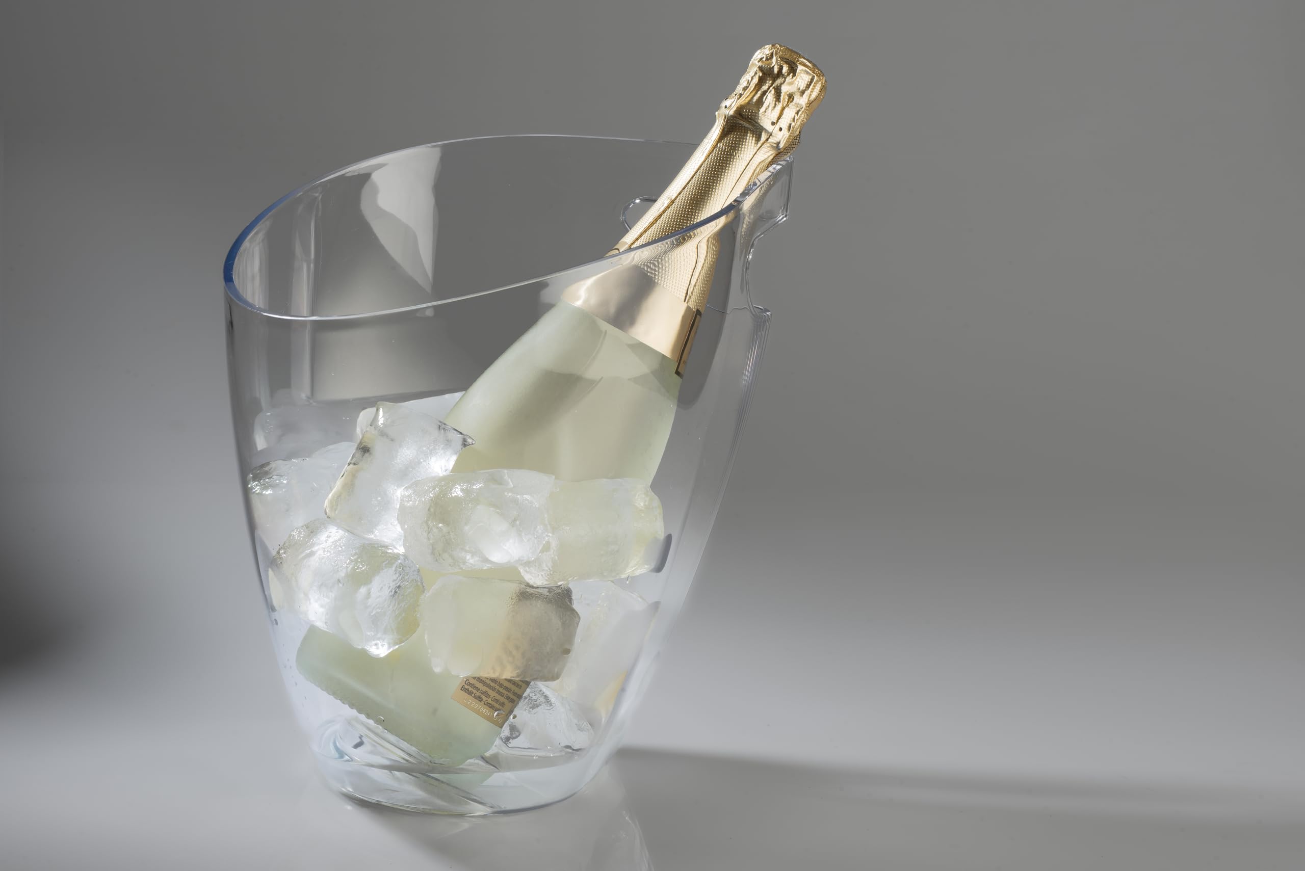 Cubitera para botellas de vino Koala Nature 3,5 L – Champanera acrílica para 2 botellas de vino, cava o champagne – Enfriador rápido, ligero, apilable y reutilizable, con asas, transparente