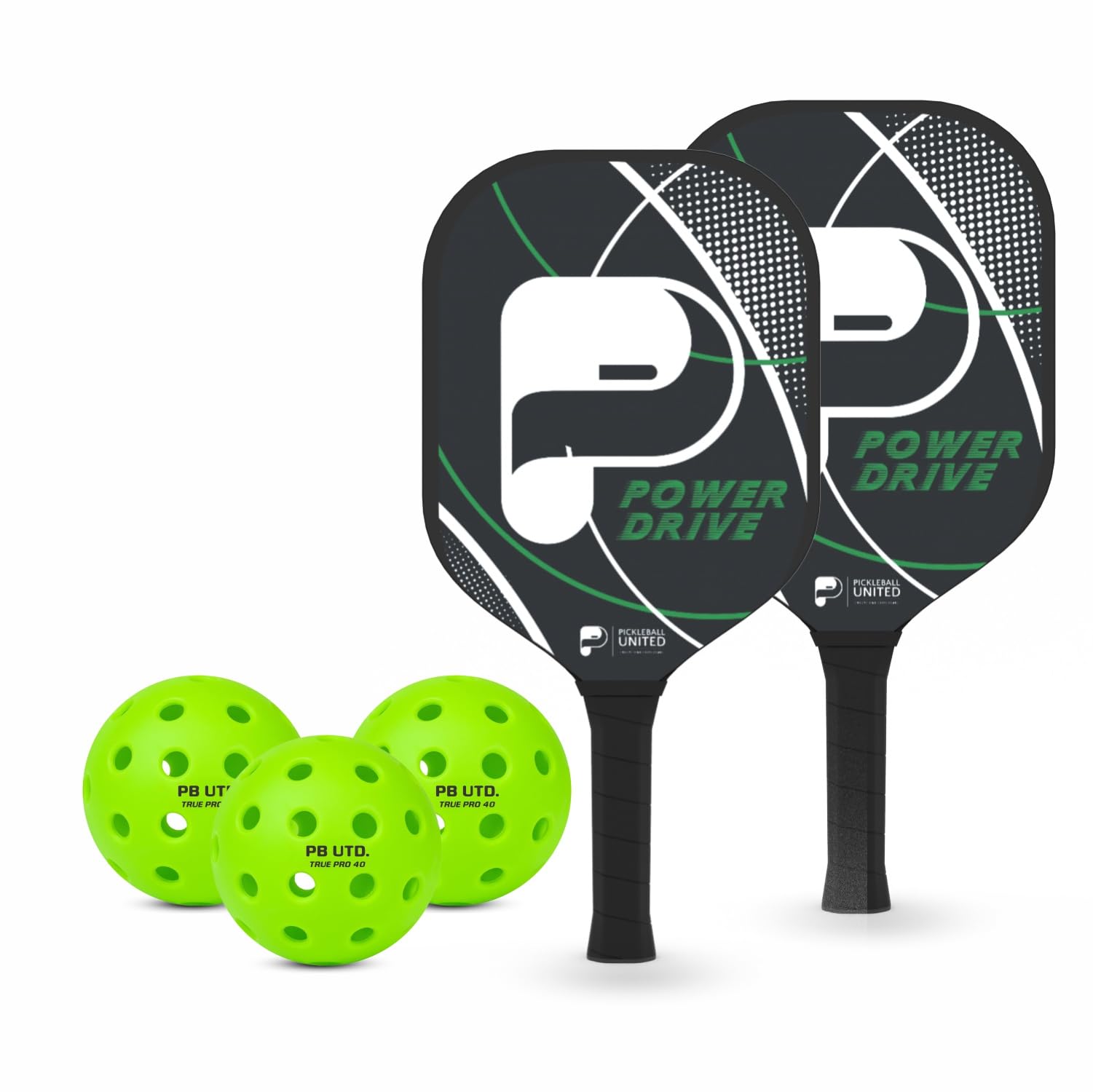 Pickleball United Power Drive Pickleball Playset| Firm Grip Lightweight - Perforated Cork Sheet Surface Paddle Set with Balls| Pickleball Game Set for 2 Players - Indoor/Outdoor Play Compatible (B0CWLPK93H) Amazon Price History, Amazon Price Tracker