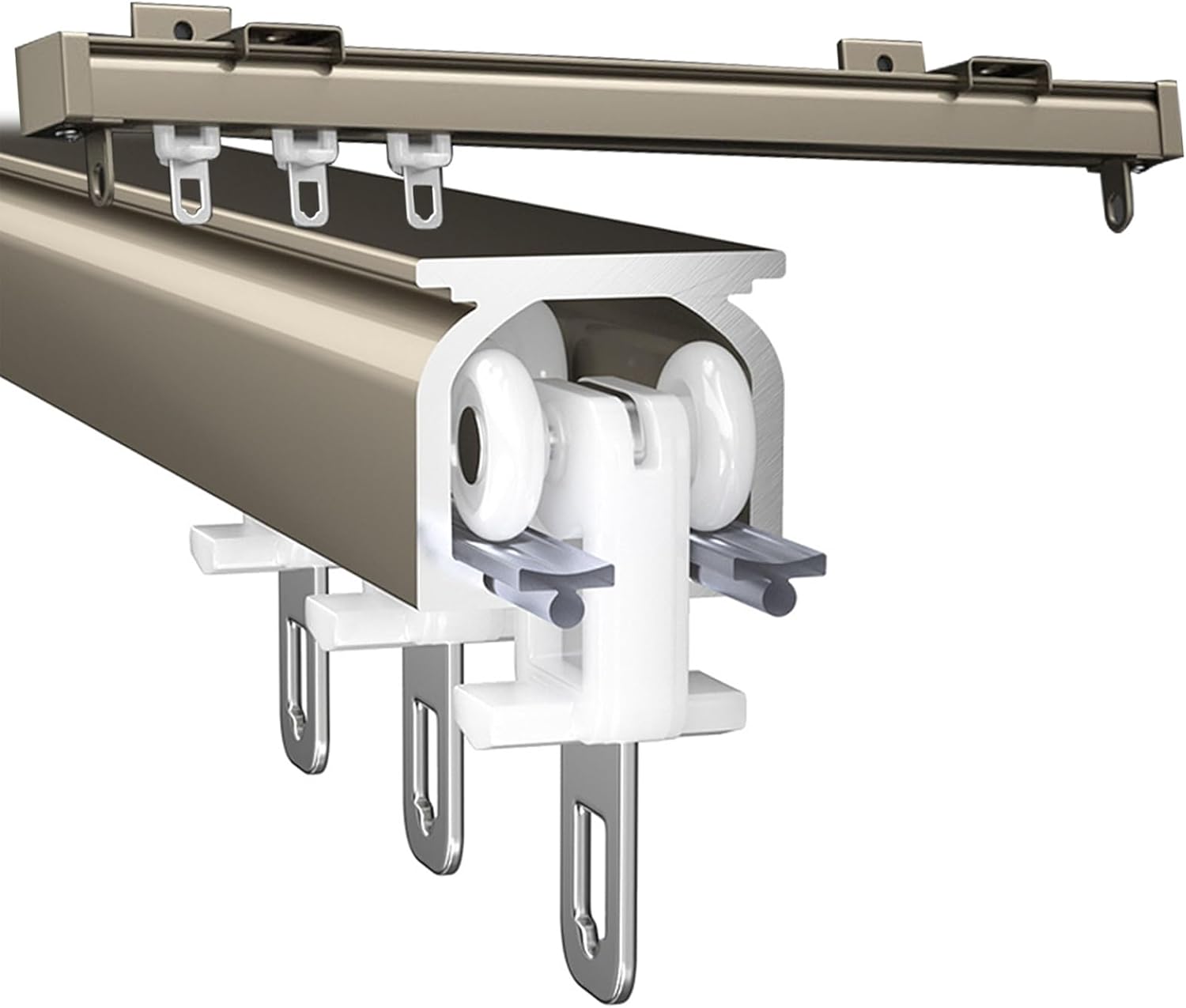 Heavy Duty Aluminum Curtain Track, 50-600cm Adjustable Ceiling & Wall Mounted Rails, Privacy Curtain Brackets for Living Room & Bedroom Decor, Champagne Color, 360cm (11.8ft)