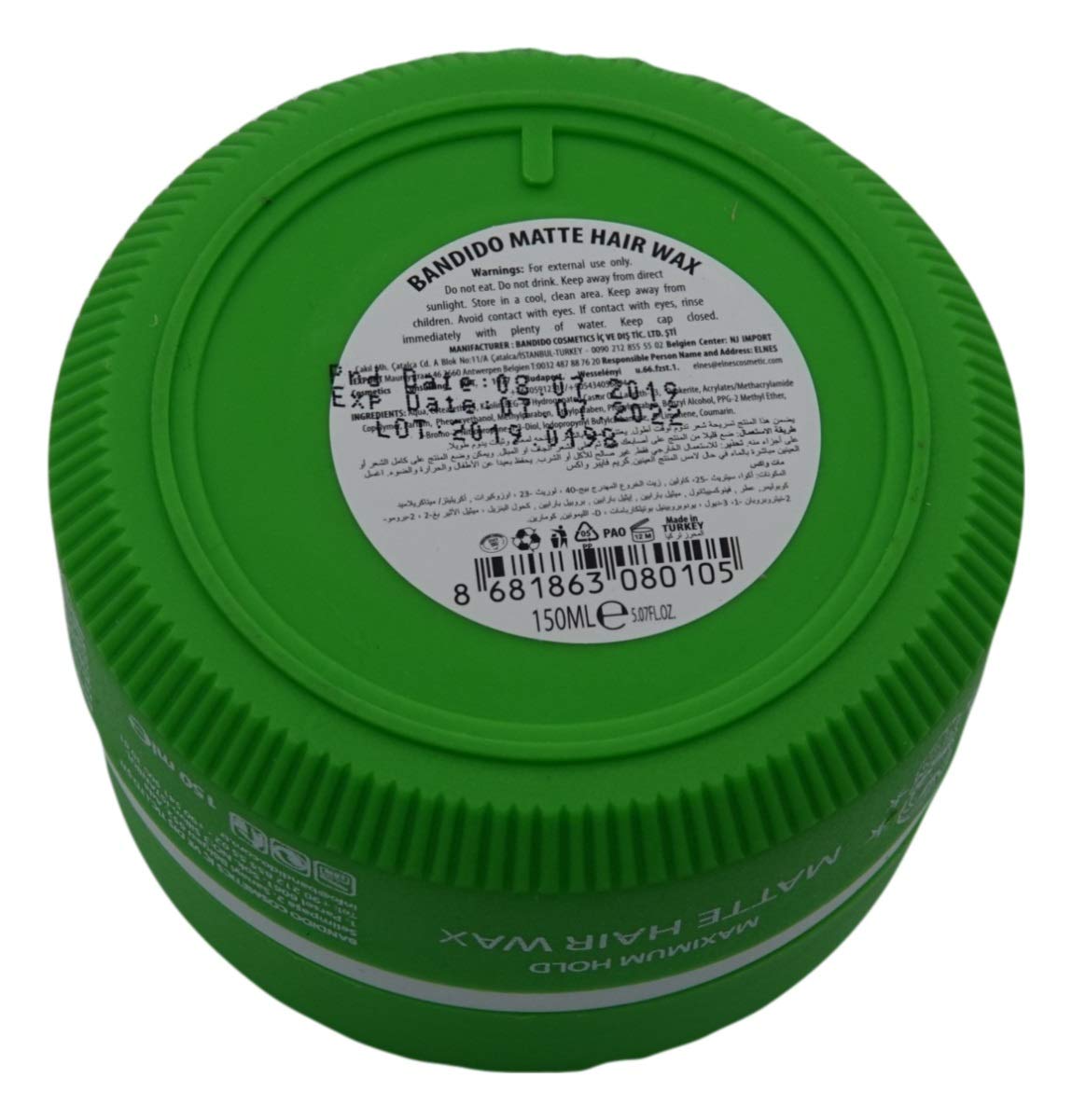 Bandido Aqua Hair Wax Nr.1-8 Matt Fiber Haarwachs Haar Styling Wachs Herren Haargel 150ml Gel Wax Haarwax Matte Look natürliches aussehen Starker Halt für jedes Styling Friseur bedarf (6x, Matte)