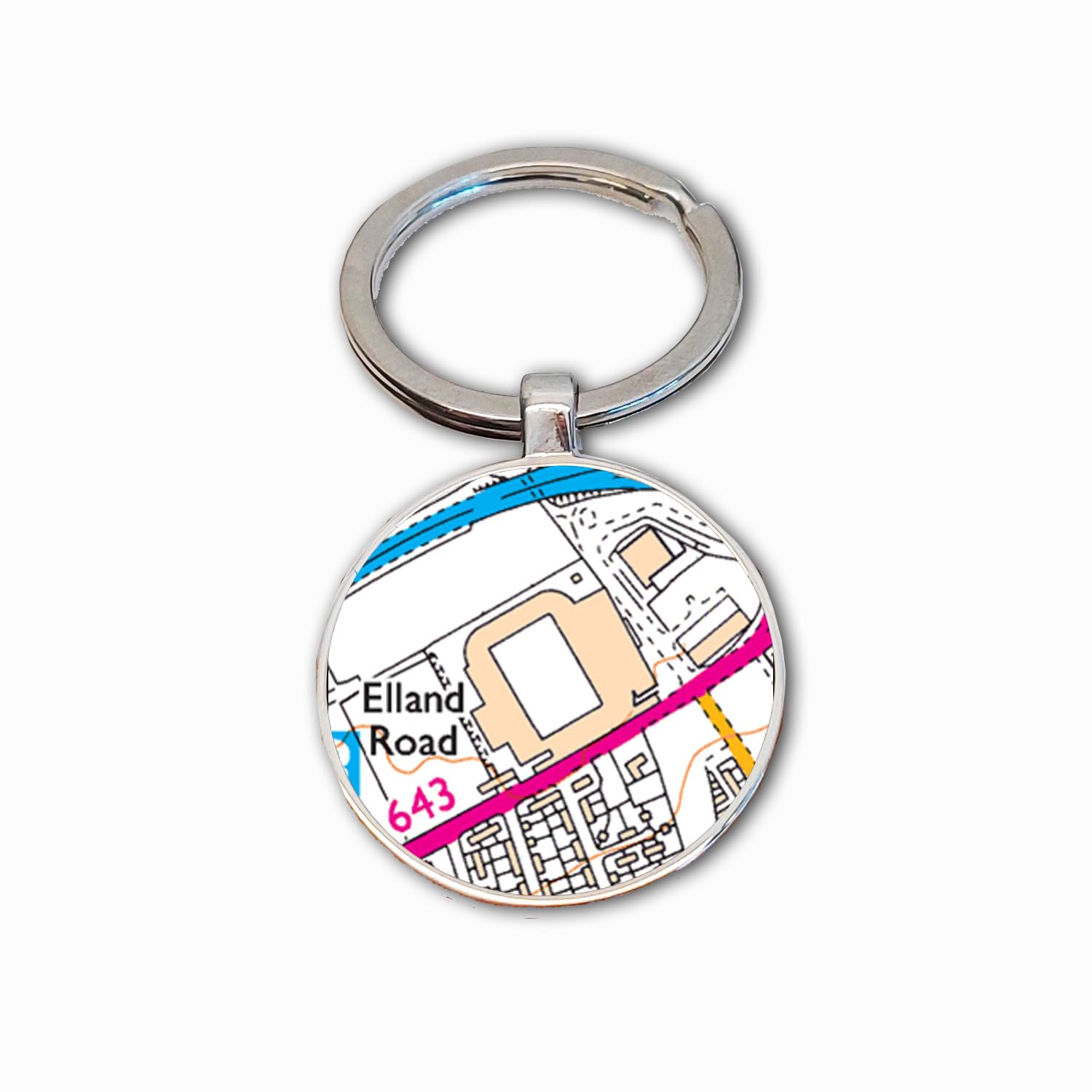 Leeds Utd Stadium Key Ring, Elland Road Stadium Key Chain, Football Map Key Fob, Leeds Ground Keyring, Leeds Soccer Ground Map Key Ring, Leeds Football Club Gift