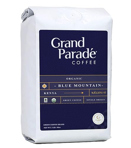 Café Grand Parade, 3 libras de granos de café verde sin tostar Monte azul orgánico de Kenia 100% de origen único de primer grado 1 especialidad