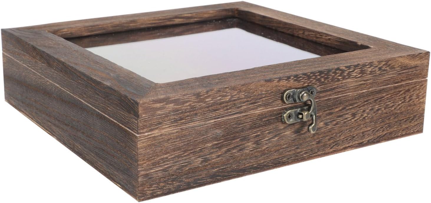 ABOOFAN Wooden Butterfly Specimen Display Box Multi-purpose Insect Case Hinged Lid Vintage Dustproof Storage Container for Home Decor and Collecting