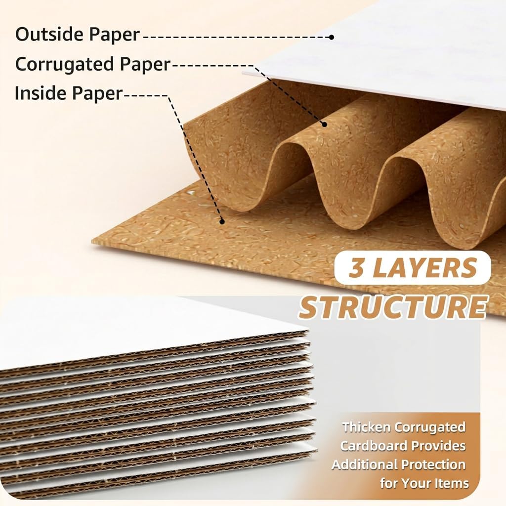 EXYGLO 40 Pack 11x6x6 Shipping Boxes for Small Business, White Corrugated Cardboard Box for Packaging, Moving, Mailing, and Storing