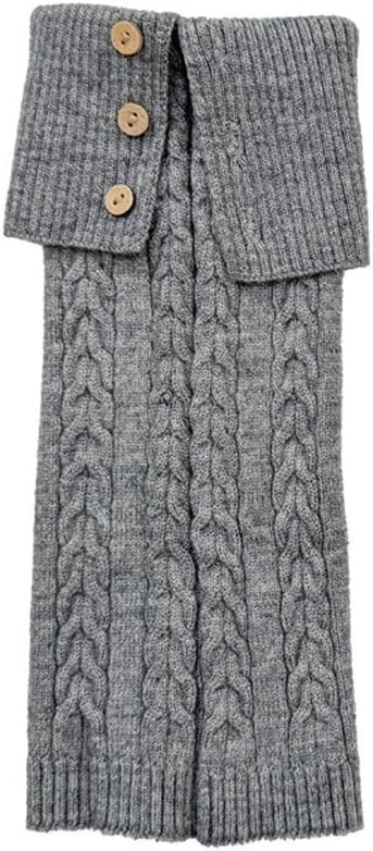 Women Y2K Retro Style Rolled Up Button Decoration Baggy Knitted Texture Leg Warmers