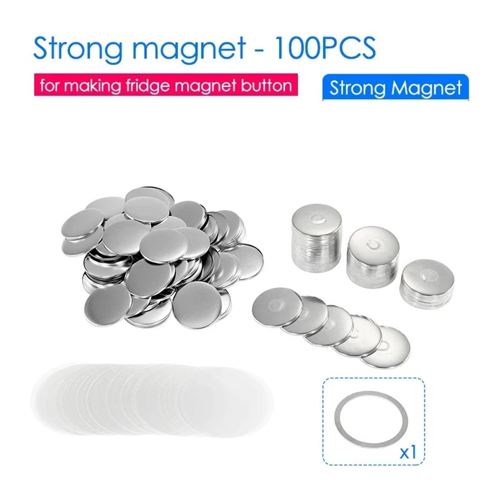 100 Piezas de 25-58 mm de imán for refrigerador, Materiales for Hacer Insignias, Piezas de Insignias magnéticas para Manualidades Personalizadas(58mm Strong Magnet Button)