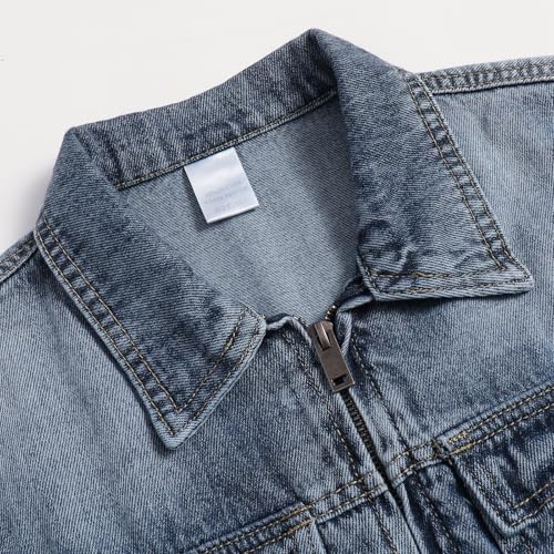 Boys' Zipper Denim Jacket Multi Pocket Jacket Fashionable Casual Kids Outerwear 6-14 years4