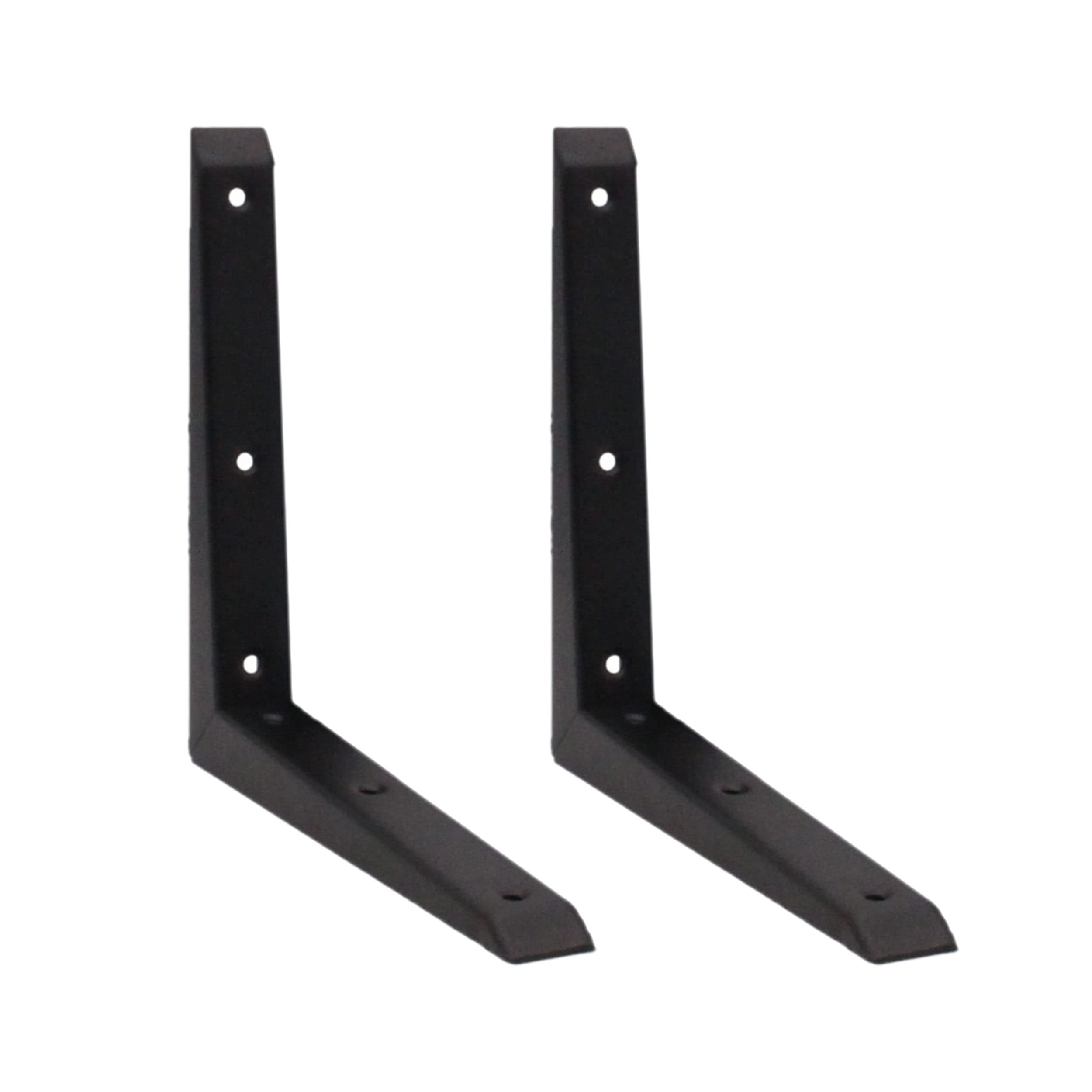 Strong Shelf Bracket Mitre Reinforced Pattern | 200 x 200mm | Black | Pack of 2 | EAI Brand
