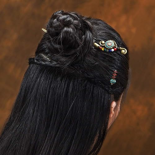 Miniatura 5 de TOP SEWING Palo chino para cabello largo, horquillas de metal para moños, palillos vintage para mujeres, fiesta diaria (A)