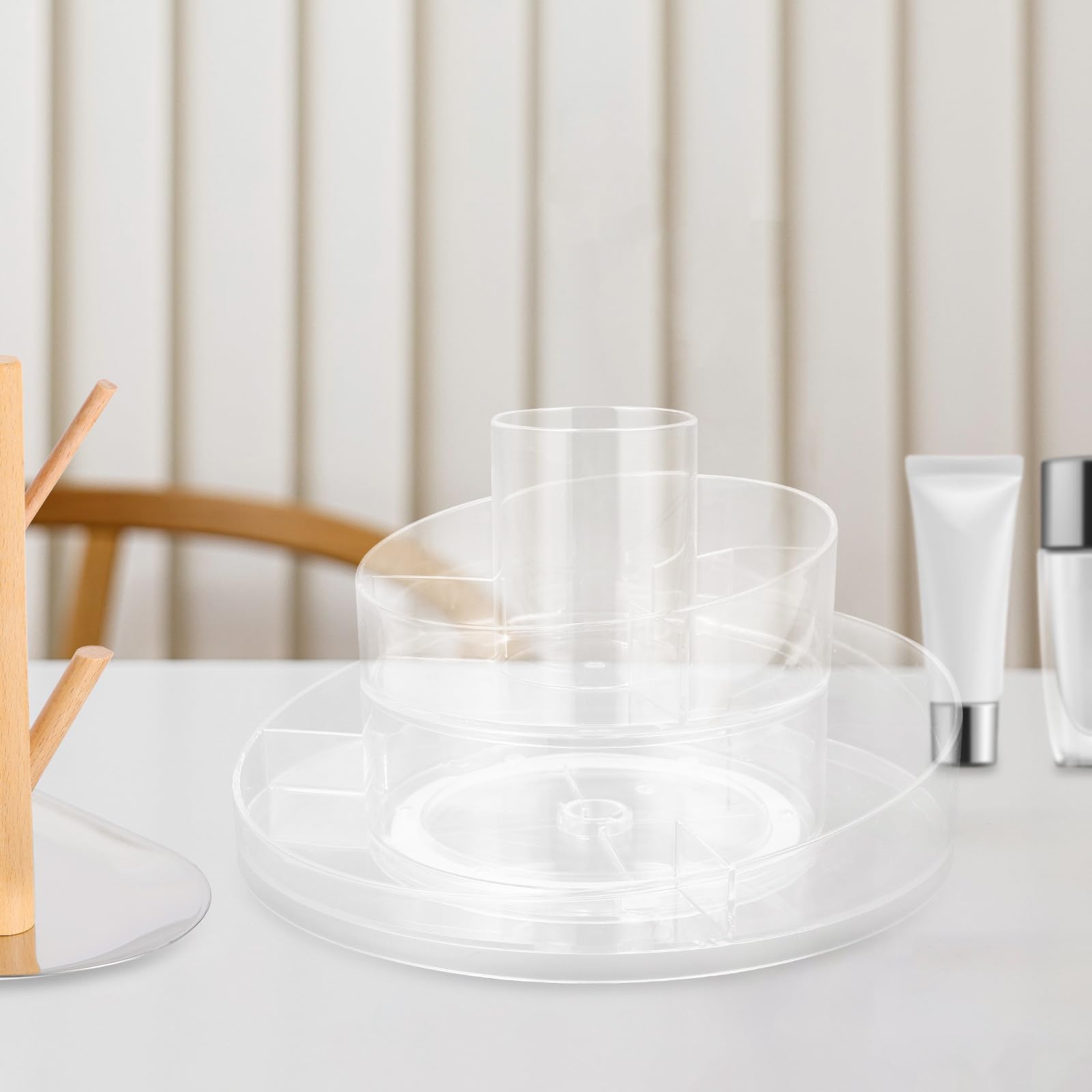Organizador de Maquillaje Giratorio 360 Grados de Dos Niveles Transparente