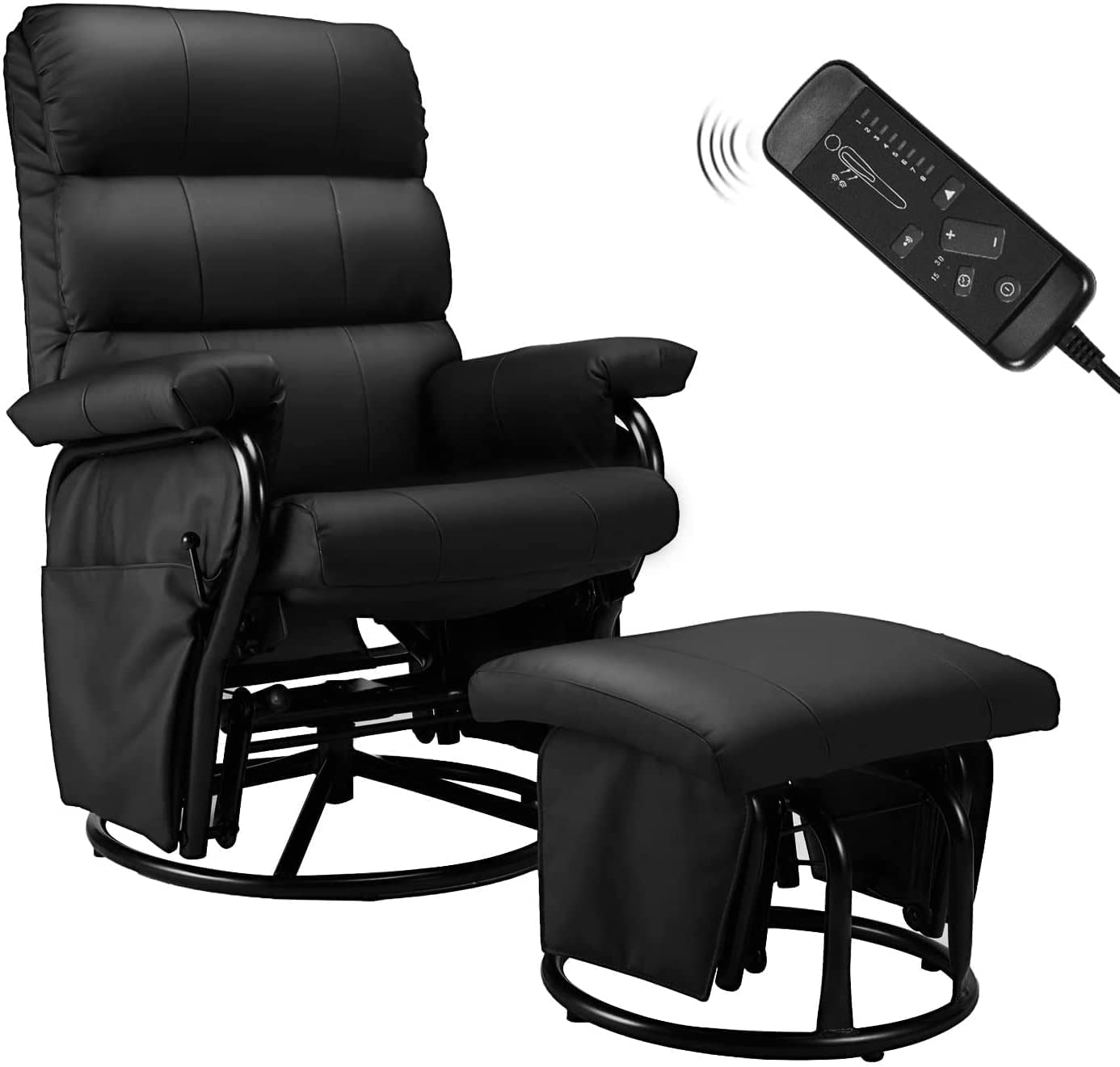 Esright Glider Recliner with Ottoman, Swivel Glide Chair, Faux Leather