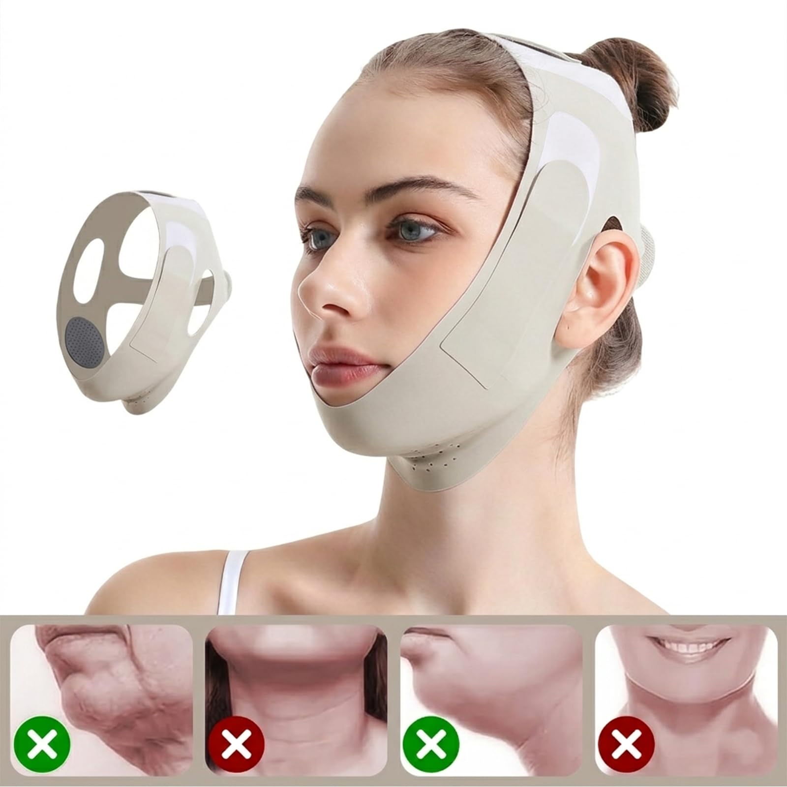 Reductor de Papada, Mentonera Postquirurgica, Jawliner de Graphen, Banda Facial de Levantamiento, Cinturón Facial Ajustable, Transpirable, para Todo Tipo de Rostro, Morado