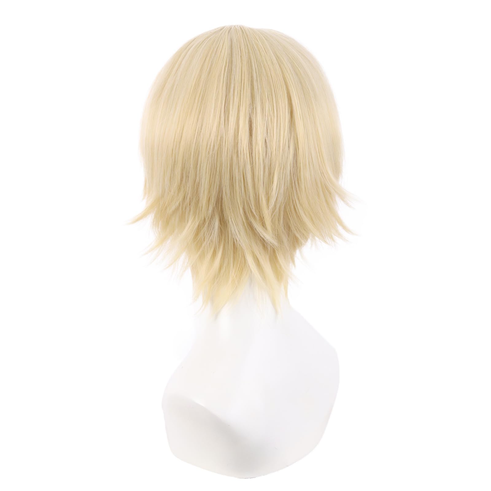 MapofBeauty 12 Inch/30 cm Men Women Short Straight Side Bangs Cosplay Costume Wig (Mixed Blonde) - Image 4