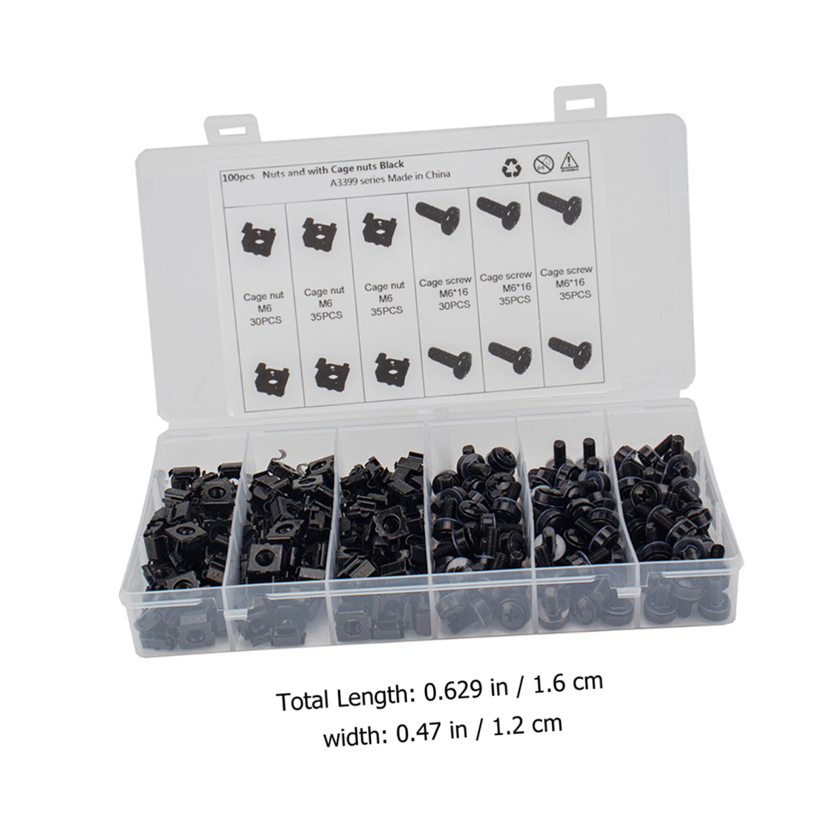 SHINEOFI Kit de Vis de Montage en Rack M6, Écrous Cage, Acier Carbone Noir