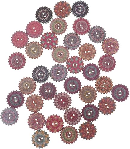 Miniatura 7 de EXCEART 200 botones para abrigos, bonitos botones de madera hechos a mano, botones de madera de flores, botones decorativos de madera para