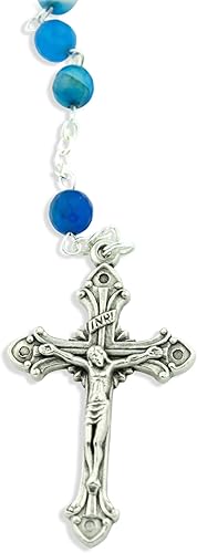 Vista 12 de Venerare Hermoso rosario católico italiano con cuentas de vidrio