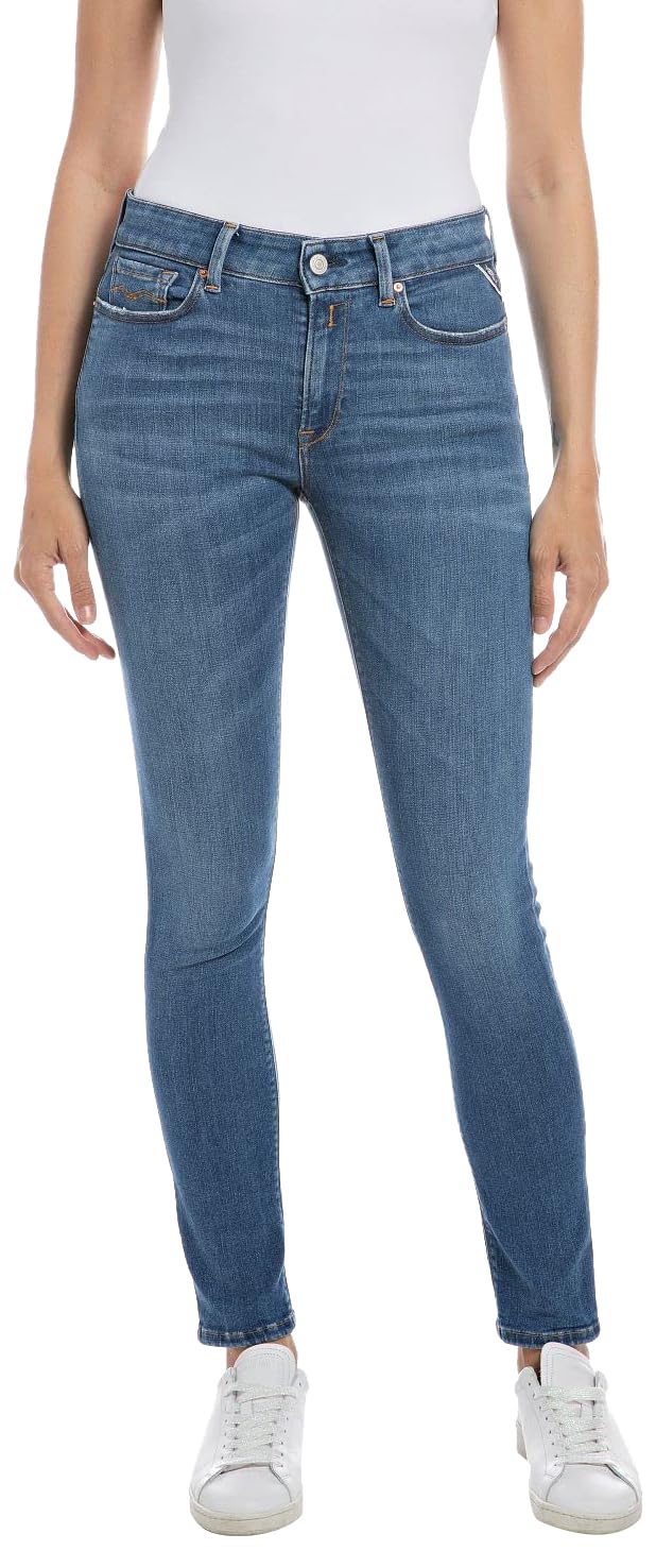 Replay Damen Jeans New Luz Skinny-Fit, Medium Blue 009-2 (Blau), 25W / 28L