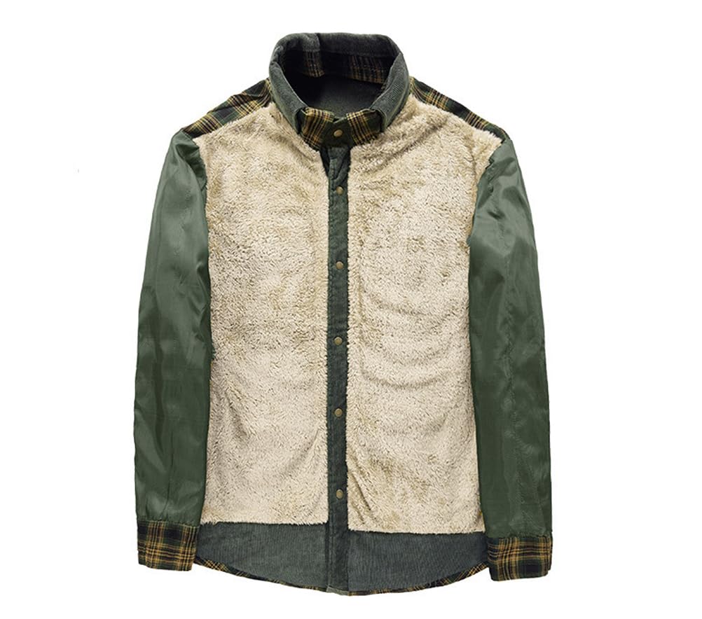 Męska kurtka zimowa, koszula flanelowa w kratkę, koszula drwal, kurtka robocza, topy, Czarny, 4XL
