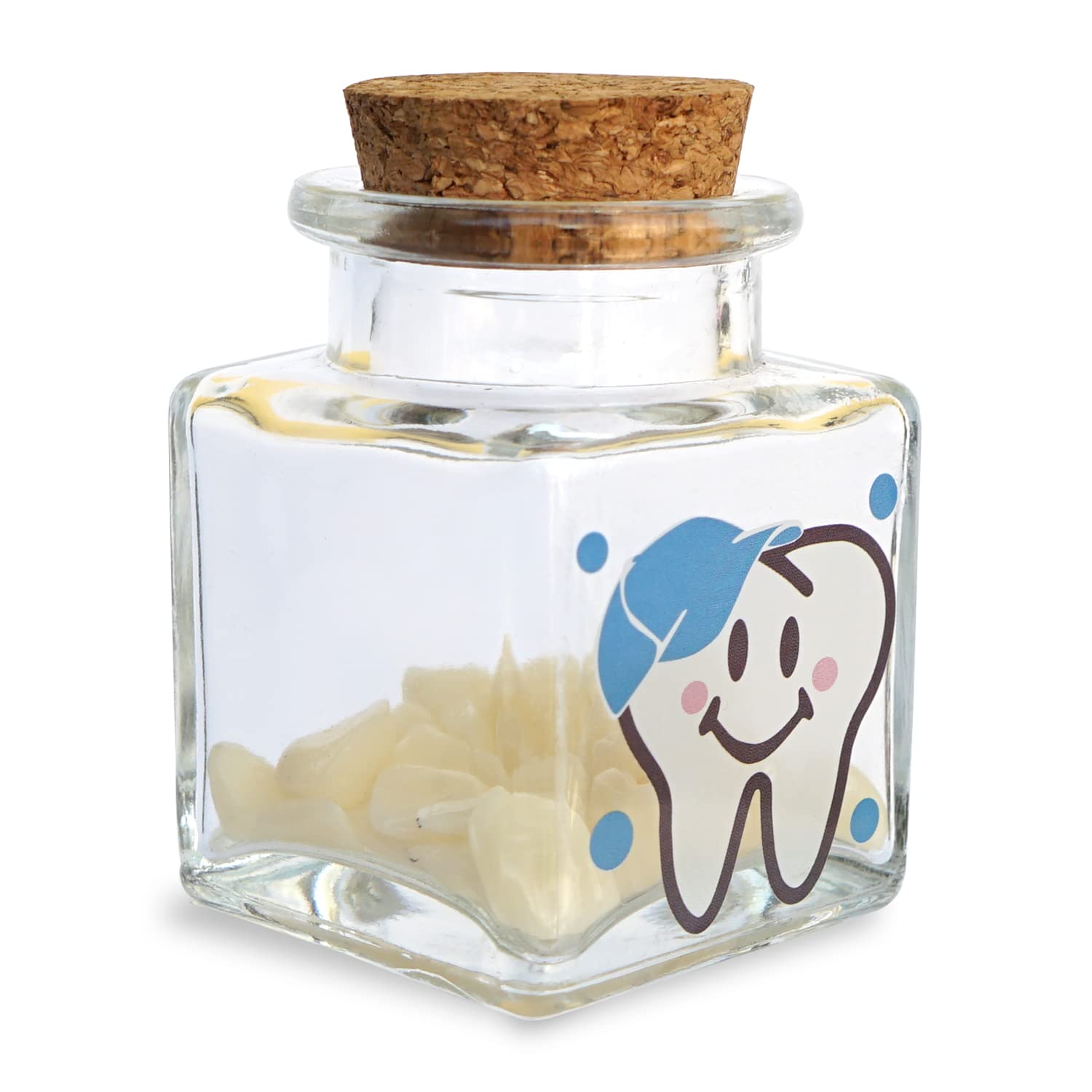 First Tooth and Curl Keepsake Jar, Baby Tooth Fairy Keepsake Holder and First Haircut Keepsake Jar - Boy