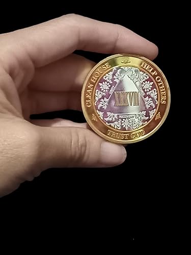 Miniatura 48 de Medallón anónimo de Alcohólicos Anónimos de Plata y Oro 1-60 años (20 años (XX)) Cápsula de Moneda AA Incluida