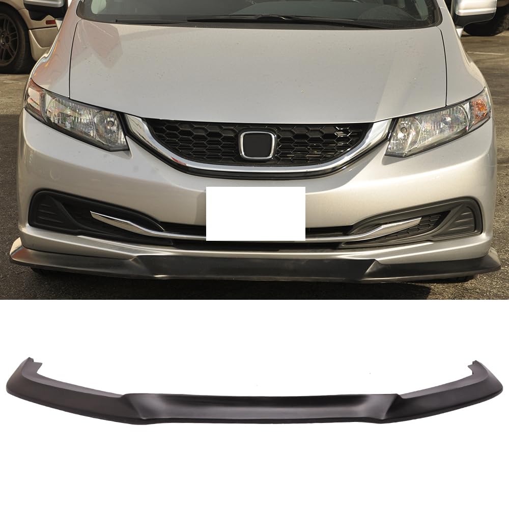 Front Bumper Lip Compatible with 2013-2015 Honda Civic, GT Style Black PU Front Lip Finisher Under Chin Spoiler Add On by IKON MOTORSPORTS, 2014