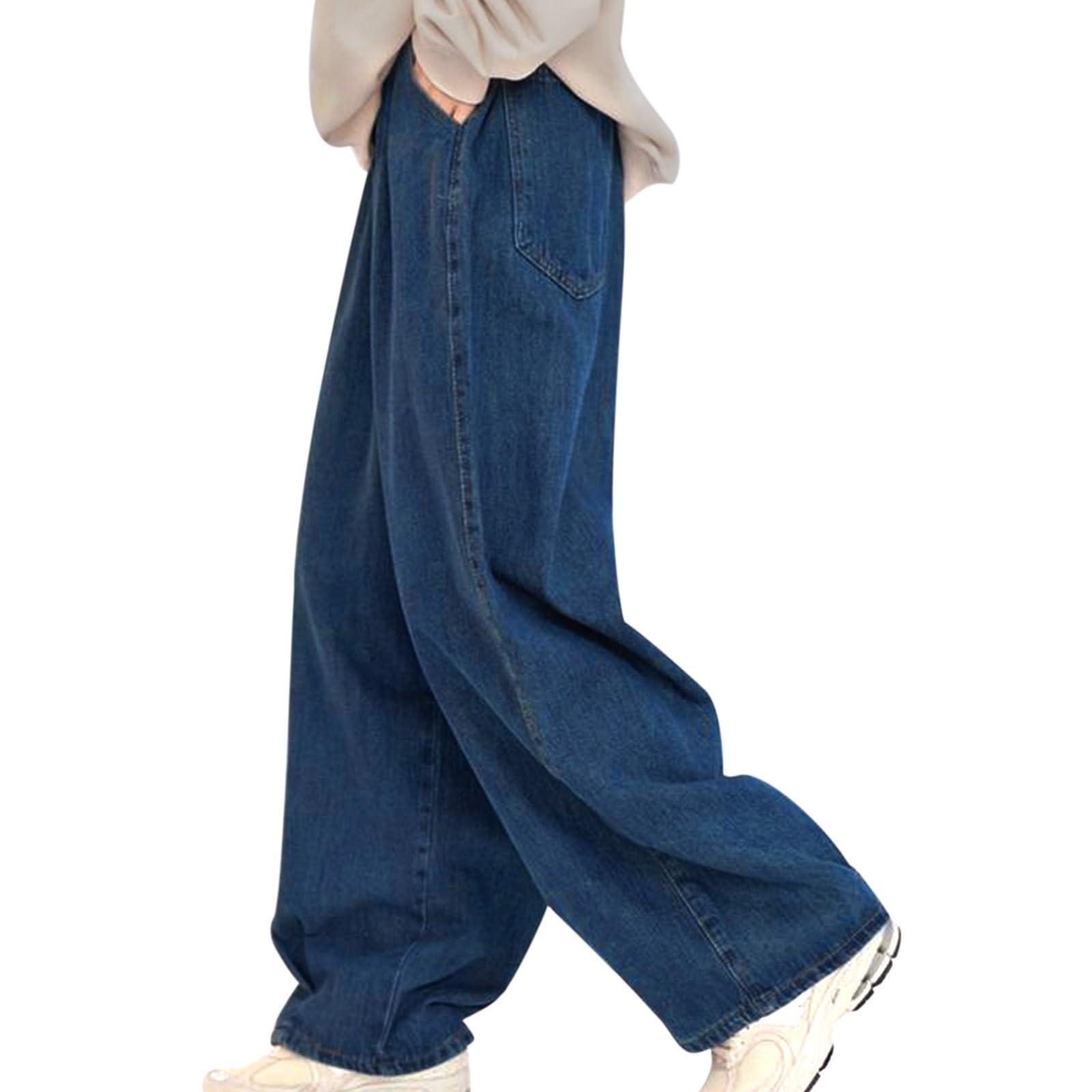 Jeans Baggy A Gamba Larga Per Donna - Vita Alta, Elasticizzati E Con Tasche, Denim Morbido In Cotone E Spandex