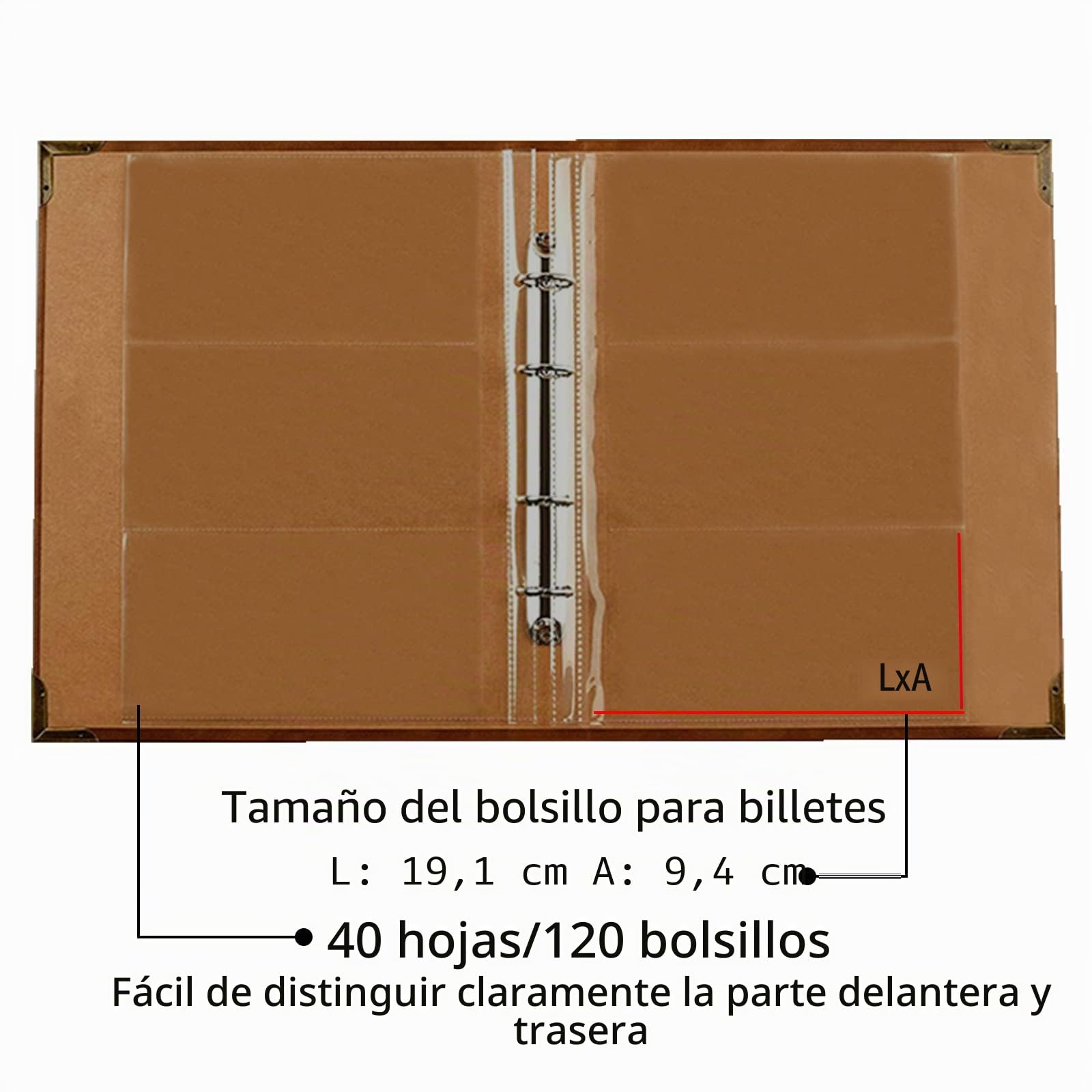 Álbum de monedas de 120 bolsillos, colección de billetes de papel, suministros para coleccionistas (40 hojas)